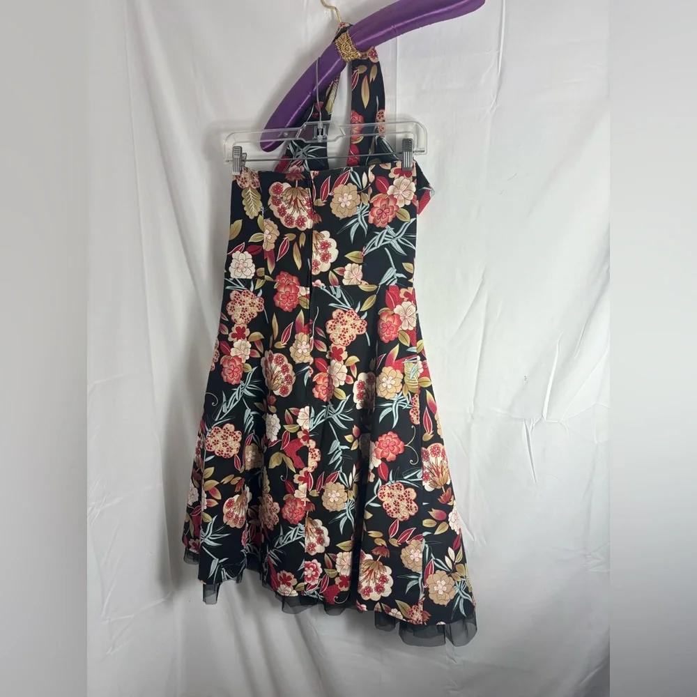 Y2K Black Floral Hawaii Tulle Whimsigoth Fairy Grunge Halter Dress Size M-L - Picture 4 of 16